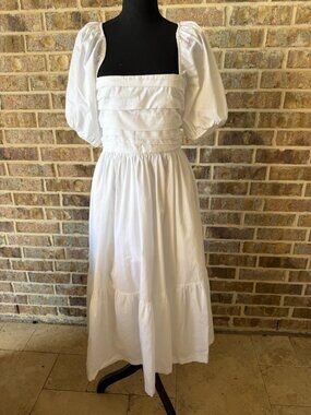 Abercrombie & Fitch cotton off the shoulder dress XS pleated white